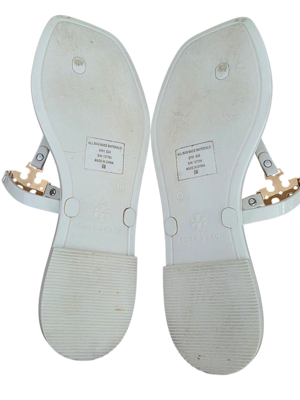 Tory Burch Roxanne Jelly Thong Sandals White 8 - Picture 7 of 7
